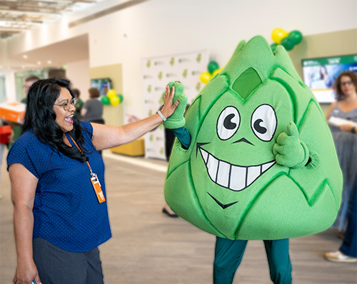 SCC's Artie the Artichoke welcomes guests