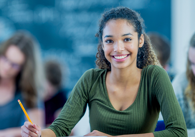 student in classroom