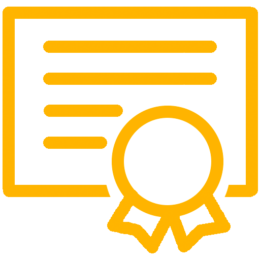 gold outlined certificate with ribbon