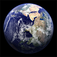 Earth with a black background.
