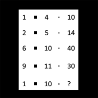 1 operated with 4 = 10. 2 operated with 5 = 14. 6 operated with 10 = 40. 9 operated with 11 = 30.