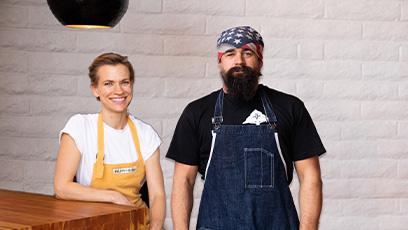 Katherine and Jason Dwight in their restaurant