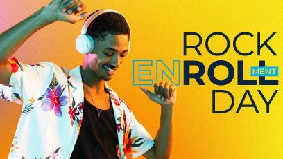 Rock enRoLLment Day with dancing dude