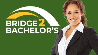 Bridge2Bachelor's logo with business student