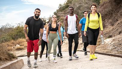 healthy people on a hike