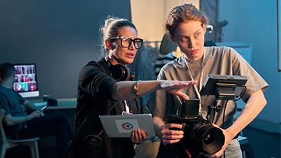 instructor guiding film student