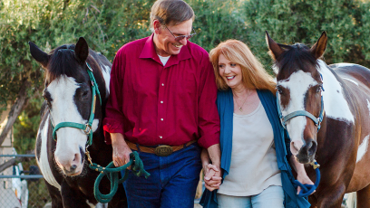 Carol and Bill Hensell with horses