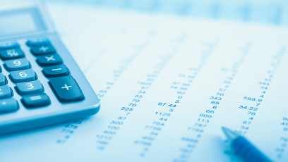 document, calculator and pen