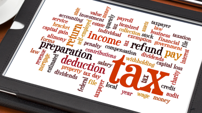 framed art featuring words related to taxes
