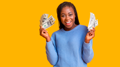 student holding money