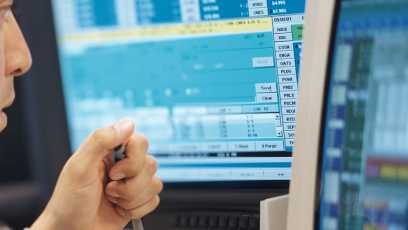 man staring at computer screen