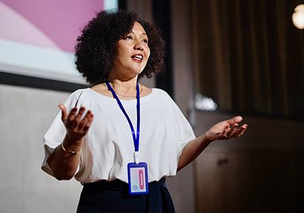 speaker at a professional development event