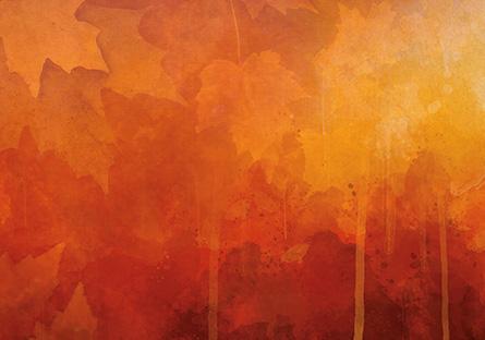 abstract background of leaves and trees in orange yellow and burnt sienna