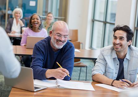 students of varying ages in a community college classroom