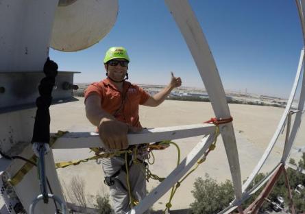 SCC grad Damian Noe leads a tower safety course for telecommunication safety professionals, in Al Khobar, Saudi Arabia.
