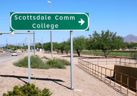 Exit sign for Scottsdale Community College