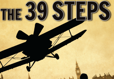 The 39 Steps with airplane and person silhouette