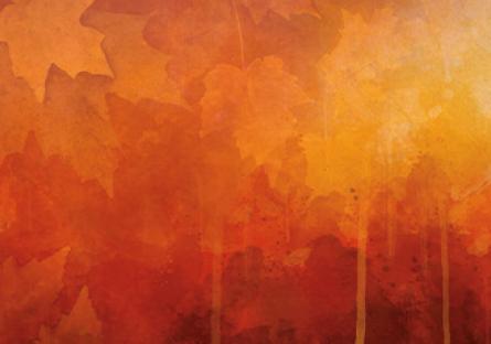 abstract background of leaves and trees in orange yellow and burnt sienna