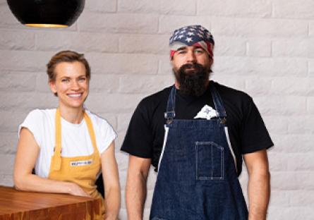 Katherine and Jason Dwight in their restaurant