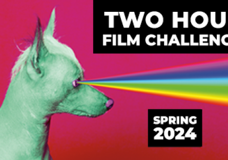 green dog with rainbow laser vision Two Hour Film Challenge Spring 2024