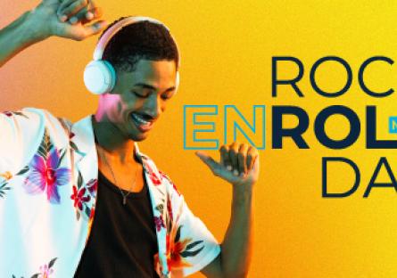 Rock enRoLLment Day with dancing dude