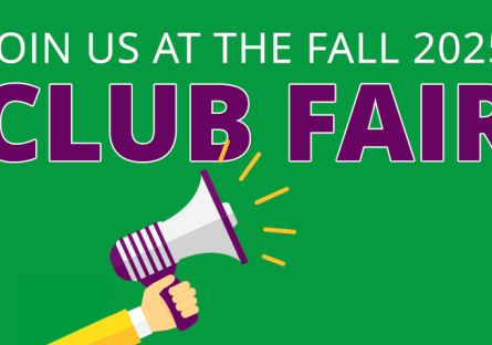 Megaphone announcing the Fall 2025 Club Fair