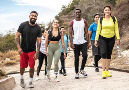 healthy people on a hike