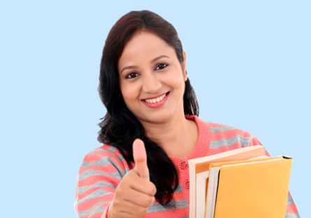 student holding books
