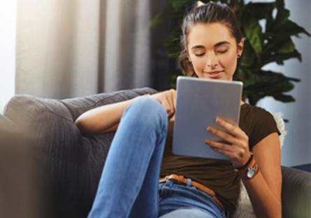 student looking at tablet