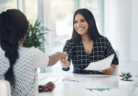 employee shaking client's hand