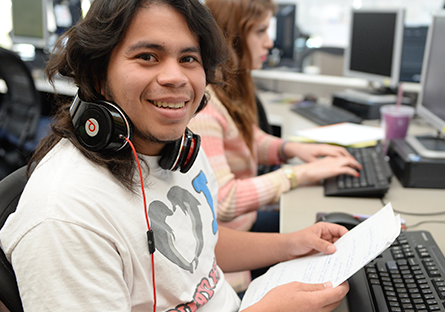 students working at computers