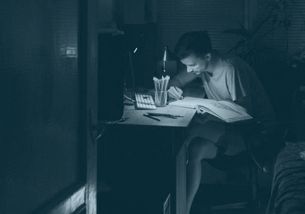 student studying at night