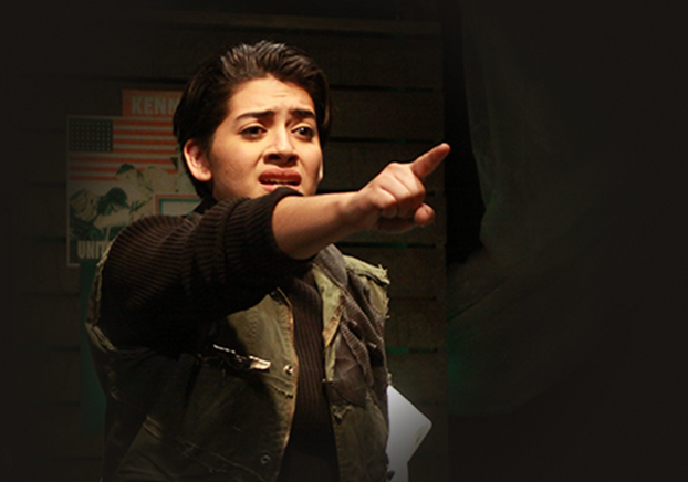 actor pointing finger dramatically