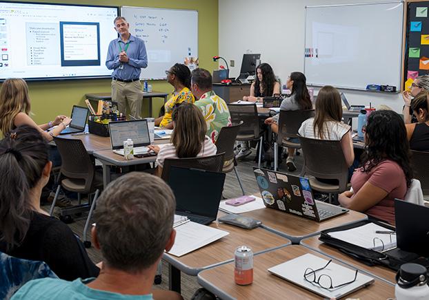 STEP instructor teaching a classroom of students