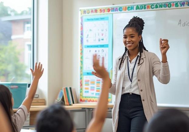 Instructor teaching students in a classroom