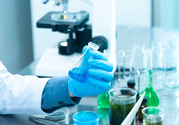 laboratory table with microscope