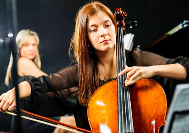 student playing cello