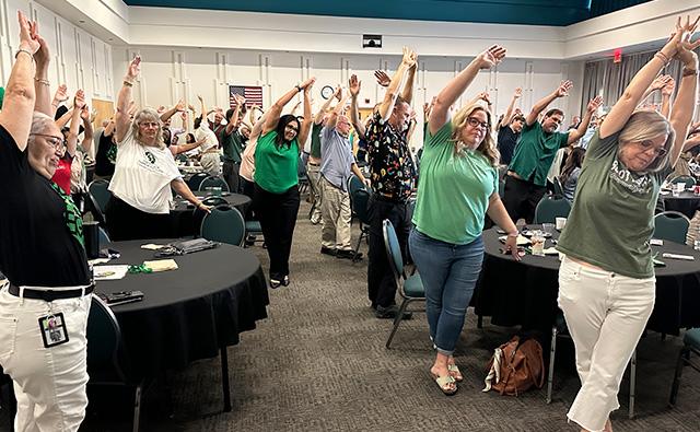 employees stretching
